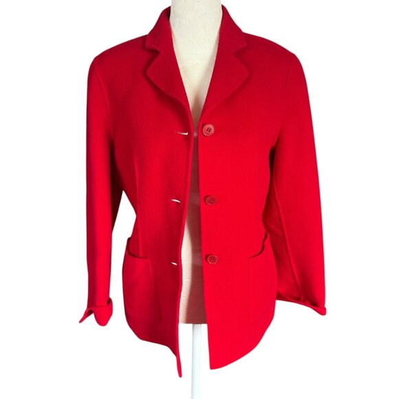 Talbots Petites red long sleeve collared button down wool blazer jacket PS - Picture 5 of 13